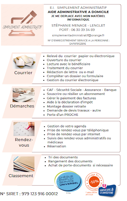 Simplement Administratif - Aide Administrative À Domicile - Stéphanie Menage - Lenglet, Aide À Domicile à Chessy